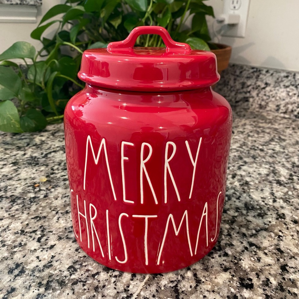 Merry Christmas Rae Dunn Red Cookie Jar